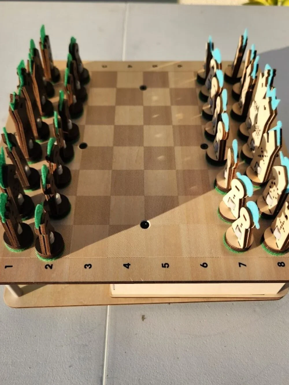 NEW KiwiCo Chess Set Wooden Game Board and Pieces with Hidden Storage Brand New